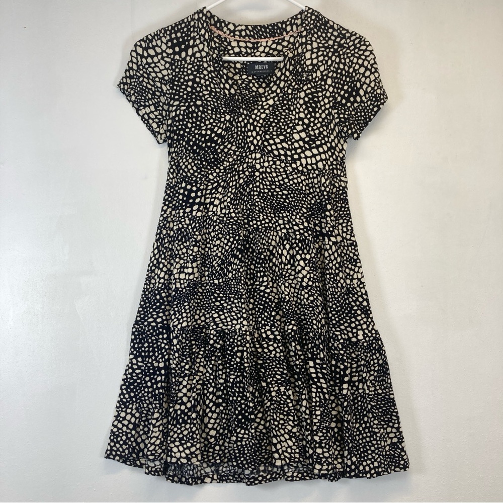 Maeve Anthropologie Dress XXS  Flowy Textured Abstract Art Black White